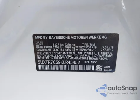 2019 BMW X3 Sdrive30I from USA, damaged, VIN 5UXTR7C59KLR45452